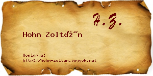 Hohn Zoltán névjegykártya